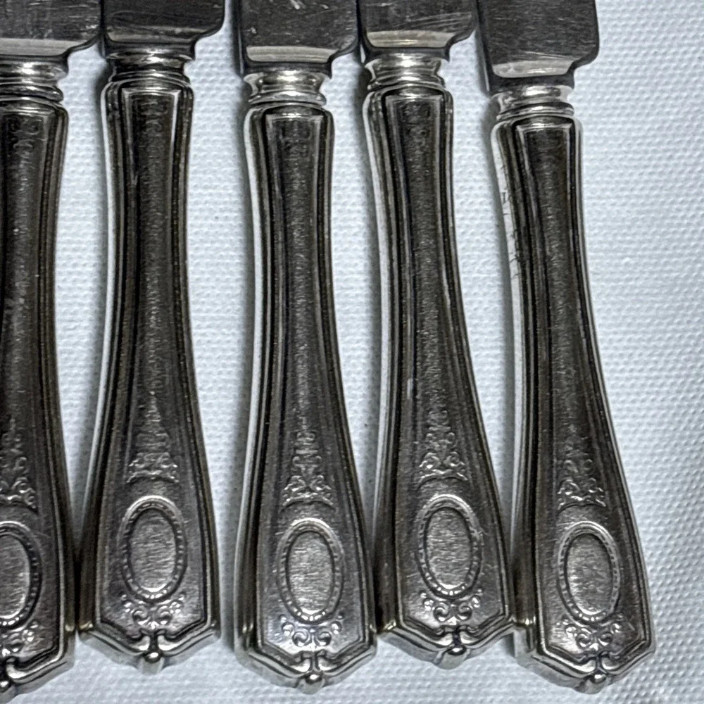 6 Louis XVI Atq Oneida Community Plate Silver Plated Dinner Knifes No Monogram